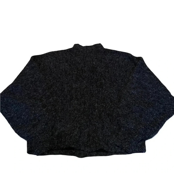 Double Zero Mock Neck Sweater Womens Medium Dark Grey Knit Soft Stretch Cozy - Picture 1 of 6